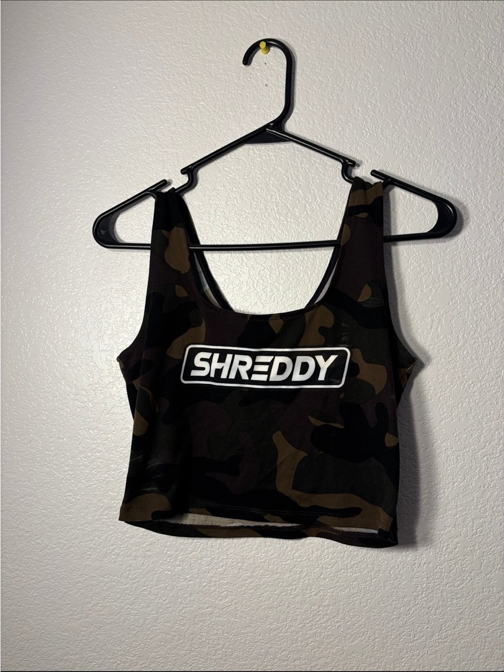 Camo Crop Tank Top - Olive Green
